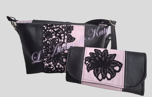 Ensemble Sac et portefeuille Black Roses
