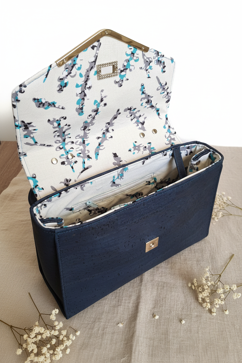 Sac Jane - Rabat intérieur fond beige fleurs