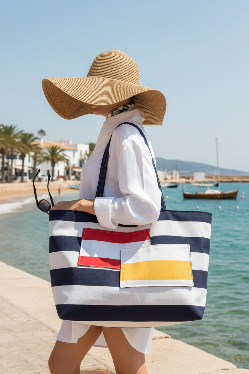 Sac sur l'épaule bord de mer