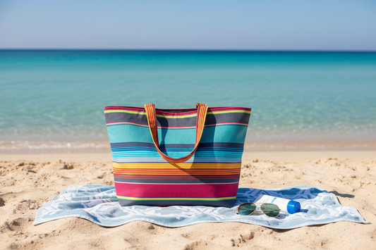 Sac sur serviette de plage